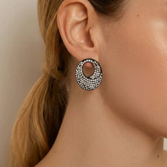 White Stone Stud Earrings