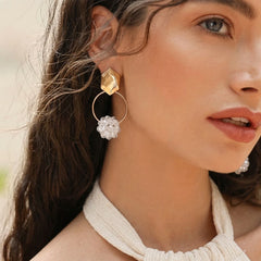 White Crystal Hoop Earrings