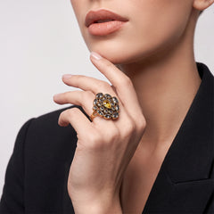 Yellow-Blue Stone Turkish Ring - Sizeable