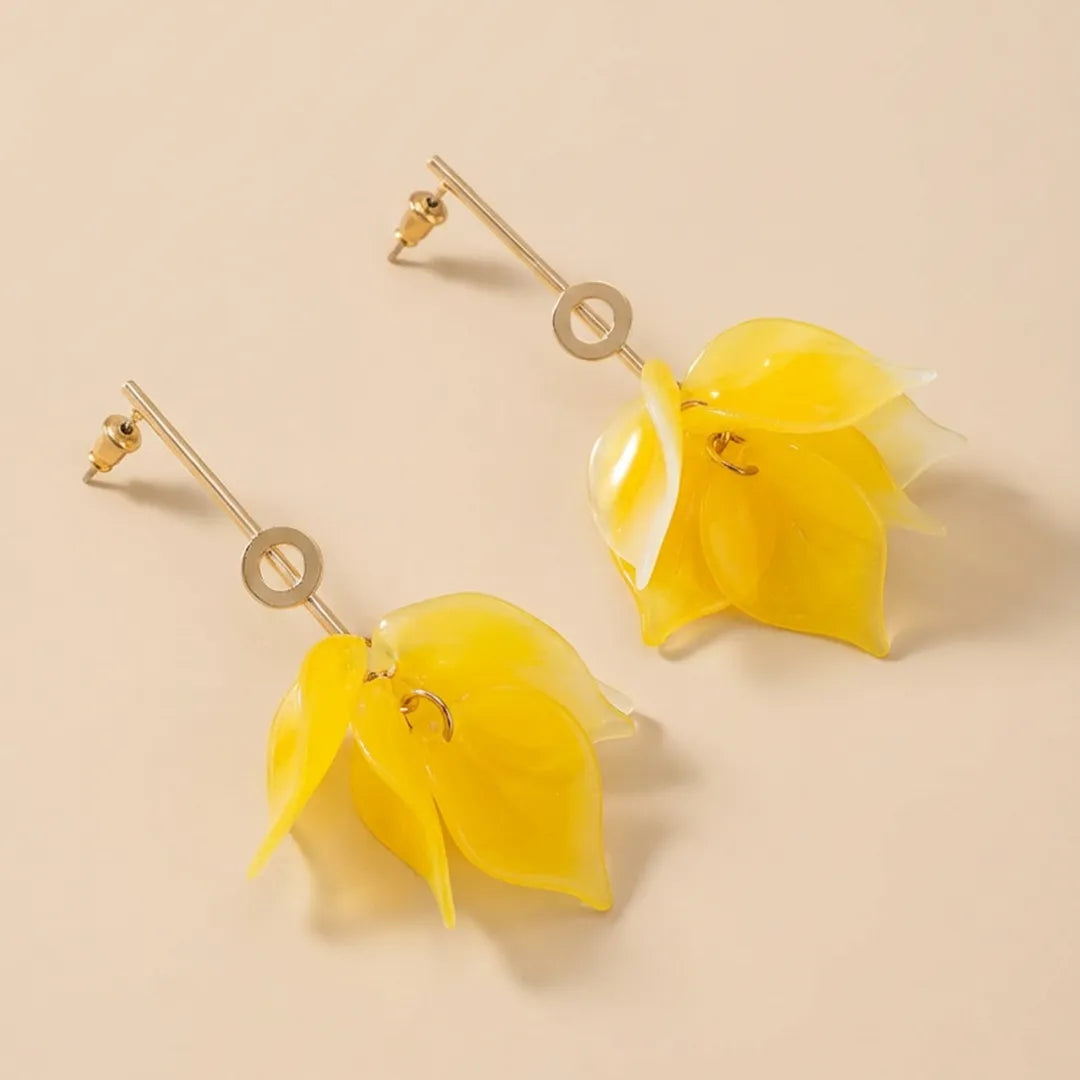 Yellow Acrylic Floral Earrings