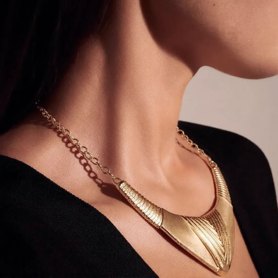 Yellow Golden Metallic Necklace