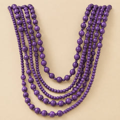 Multi String Purple Beads Necklace
