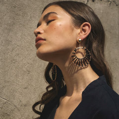 Golden Black Beads Earrings