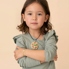 Kids Necklace - Handmade Polymer Brown Flower