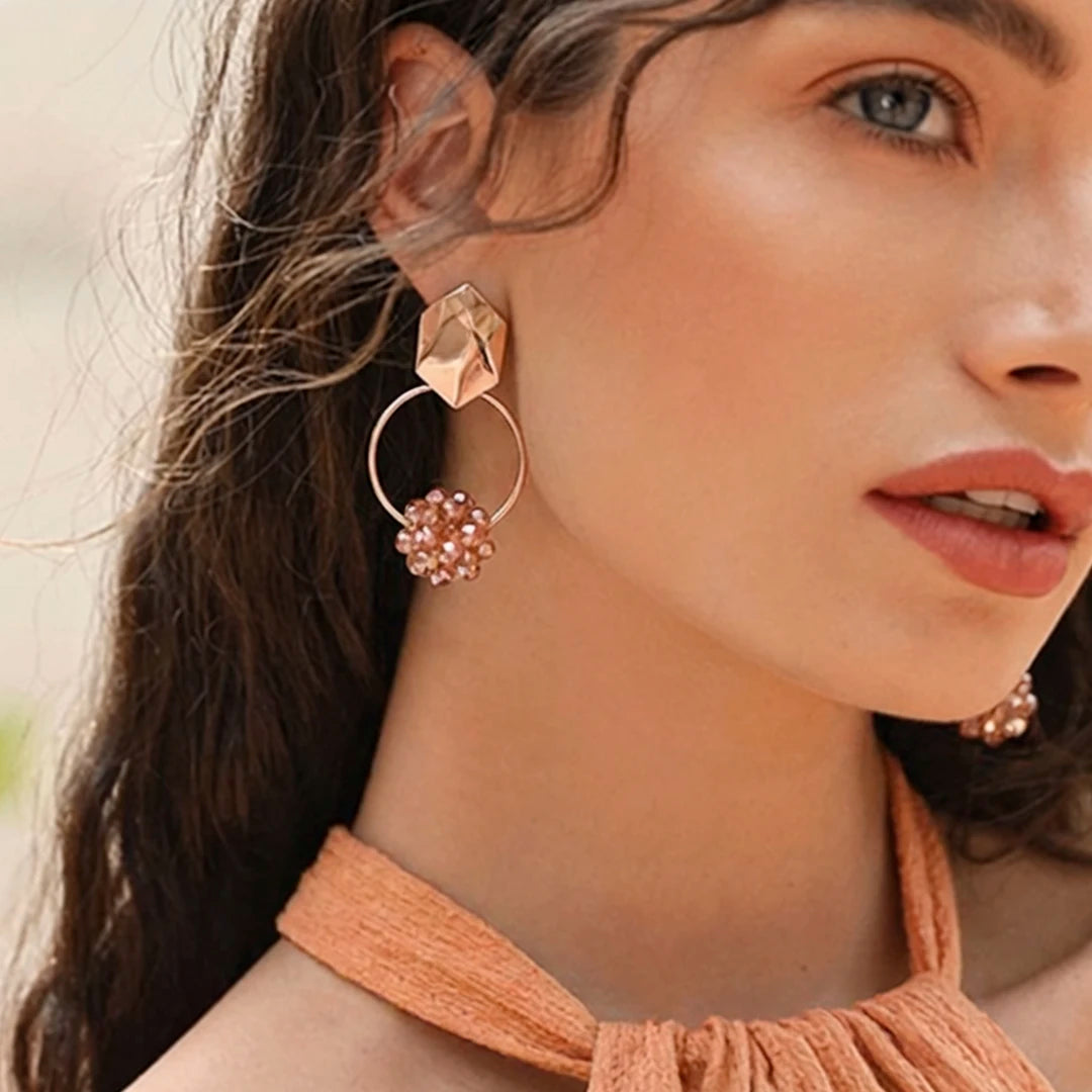 Champagne Crystal Hoop Earrings