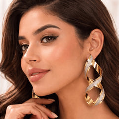 Mesh Twisted Metallic Earrings - Extra Large