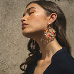 White Multi Beads Earrings