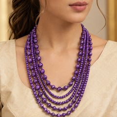 Multi String Purple Beads Necklace
