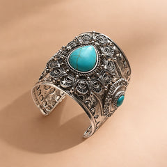Antique Turquoise Faux Stone Metallic Handcuff