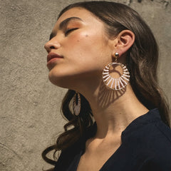 Golden White Beads Earrings